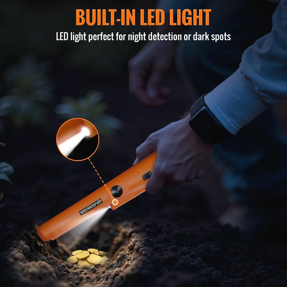 GLOBAL TECH Metal Detector Pinpointer, Professionale IP66 Impermeabile Palmare Pin Pointer Bacchetta Puntatore Puntatore di Ricerca Tesoro Individuazione Sonda con Batteria 9V per Adulti e Bambini