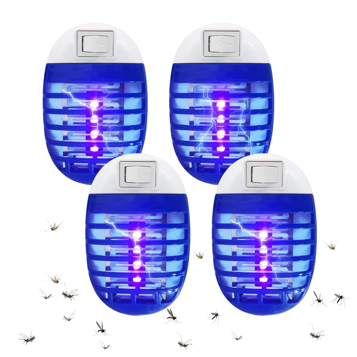 Lampada Antizanzare Elettrica, 4 Pezzi Lampada per Zanzare, Trappole per Zanzare con Lampade UV, Presa Repellente per Zanzare, per Falene, Mosche, Zanzare, Interni Camera da Letto Cucina