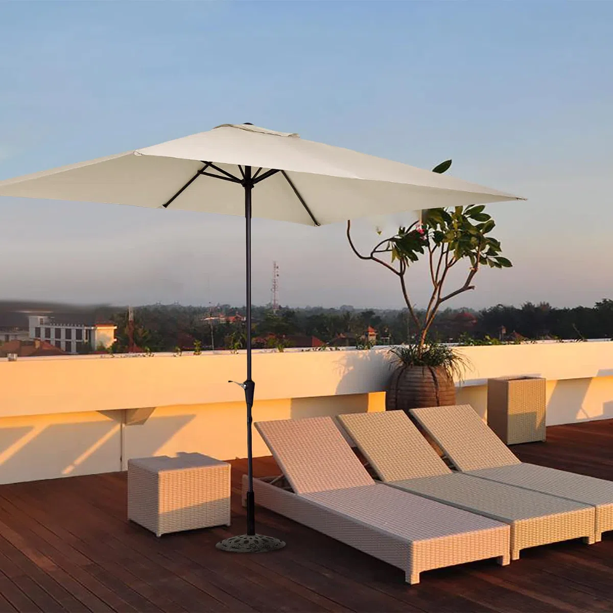 Tenda di ricambio rettangolare in tessuto per terrazzo, tavolo da mercato, ombrellone robusto e spesso, per balcone, terrazza, area erba, bar (solo 3 x 2 m), beige, 2 x 3 m