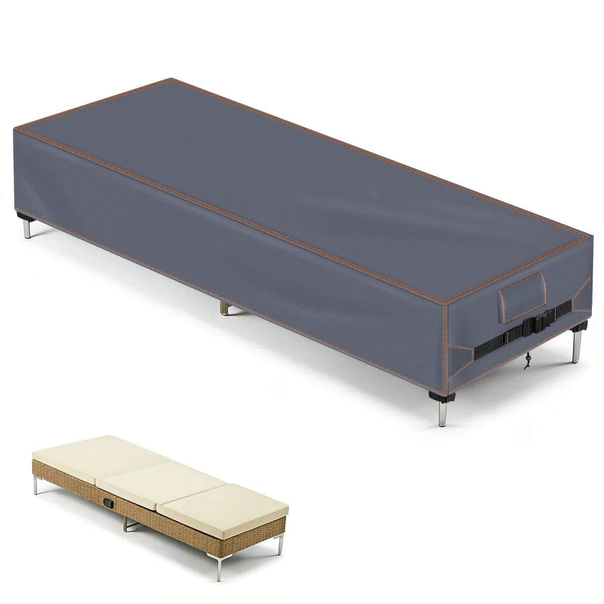 Copertura per lettino da giardino, 200 x 68 x 30 cm, copertura per lettino da giardino, Oxford 420D, protezione dai raggi UV, resistente allo sbiadimento, antistrappo, grigio