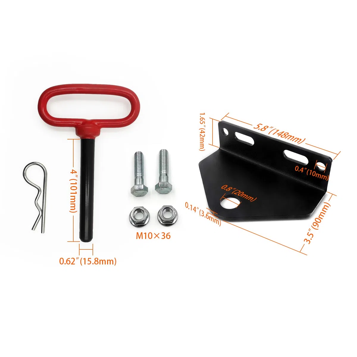 Kit di gancio di traino, gancio universale resistente per tosaerba a rotazione zero e perno di traino da 5/8" con bulloni, per ATV, UTV, tosaerba, trattori (con perno di aggancio)