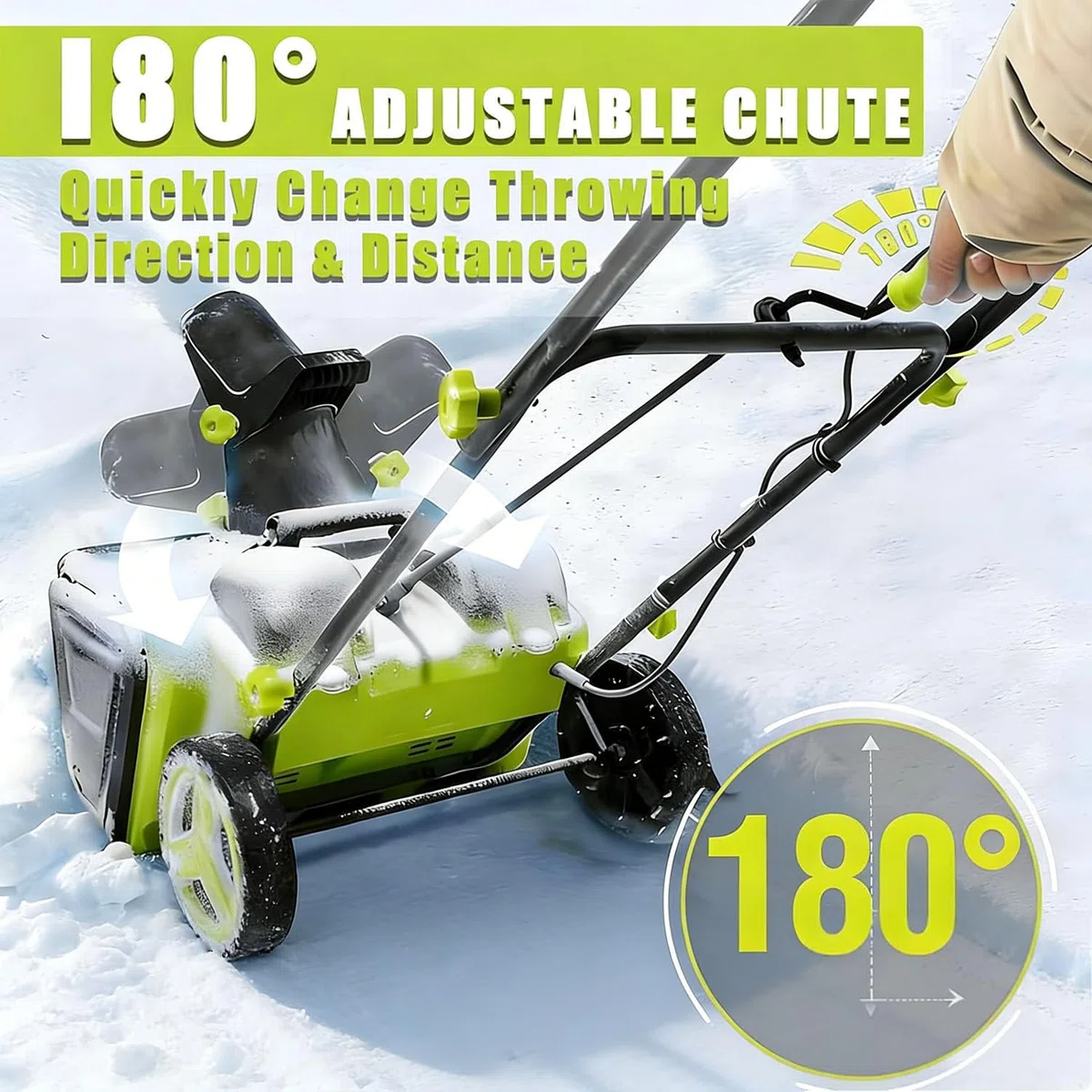 Pala da neve senza fili, spazzaneve elettrico con motore brushless, batteria da 40 V, percorso 50,8 cm, profondità 25,4 cm, tiro 7,6 m per vialetto e passerella