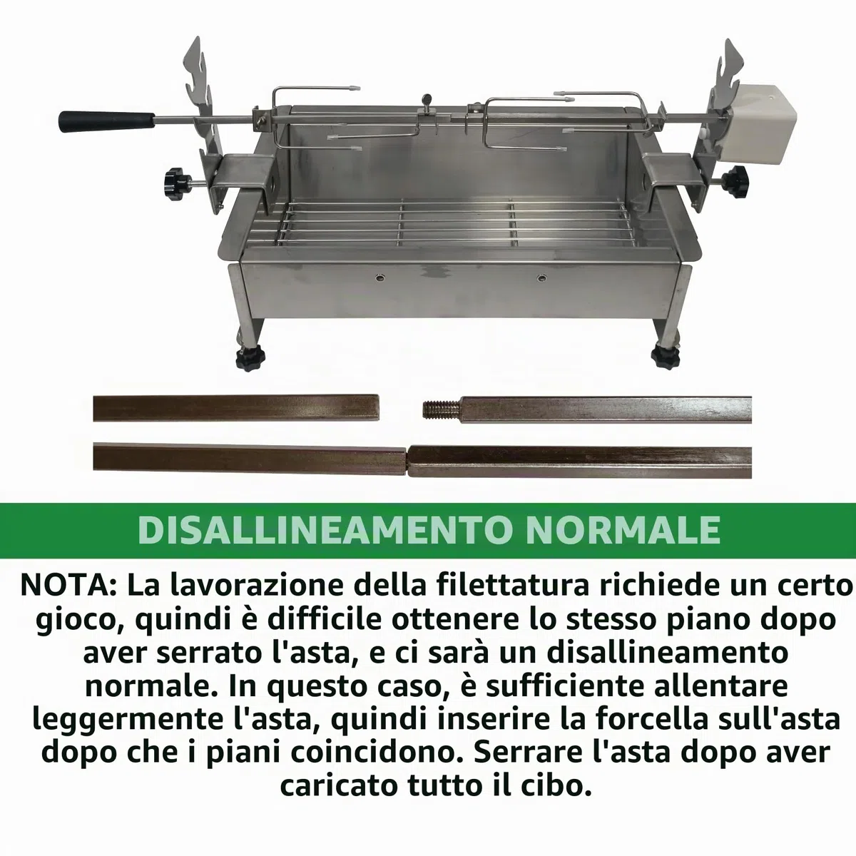 Kit girarrosto Sostituzione Universale 5078a Installazione Rapida Portatile Spiedo Grill Campeggio All'aperto Barbecue Tre Altezze Lunghezza Regolabile Strumento di Cottura Accessori per Girarrosto