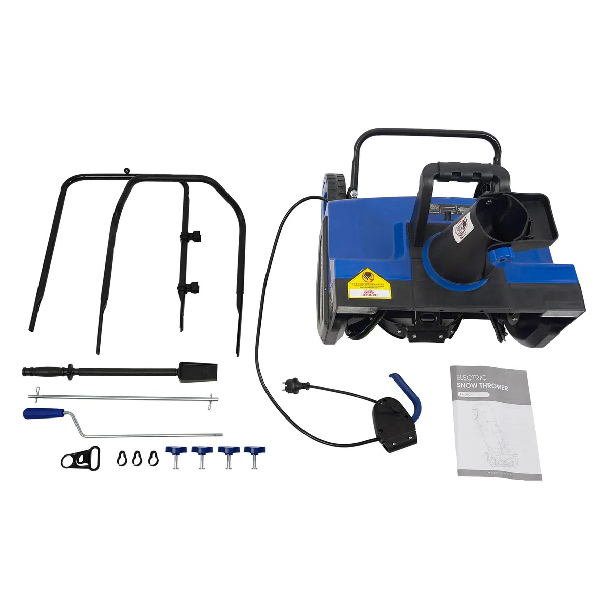 Spazzaneve elettrico 2400 W con larghezza di pulizia 56 cm, profondità 33 cm, altezza 7,6 m, motore in rame e espulsione della neve girevole a 180°, robusto spazzaneve elettrico per vialetti e