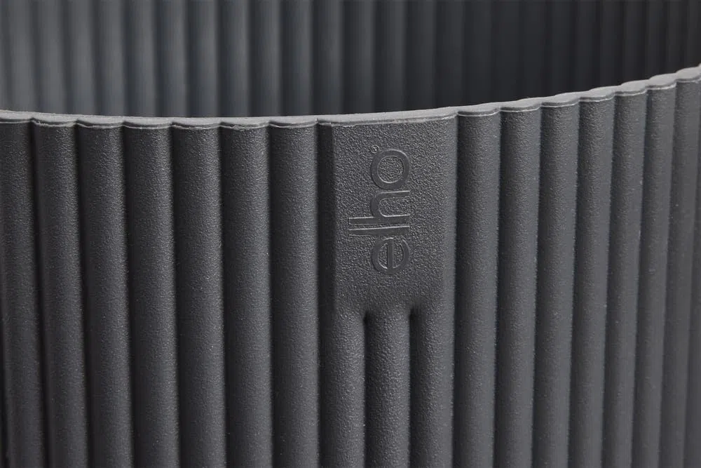 Elho vibes fold round 47cm vaso da fiori - Anthracite | Ø 47 x Alt. 43.6 cm | Adatto per interni | Plastica riciclata al 100%