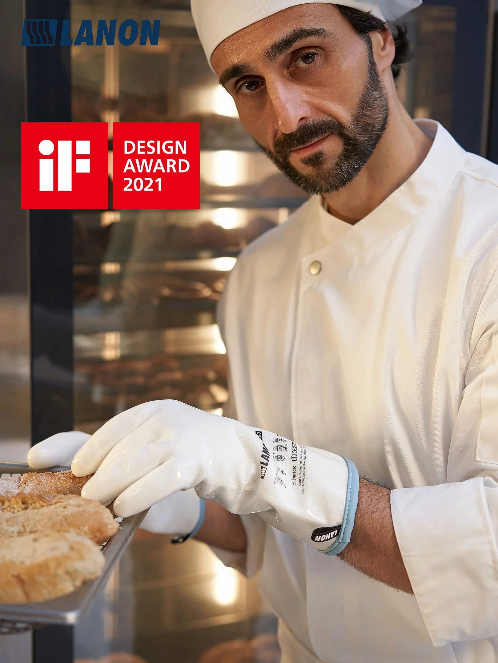 LANON Guanti in Silicone Liquido Resistenti al Calore, Guanti da Forno con Dita, Grado Alimentare, Impermeabile, Bianco, M/8