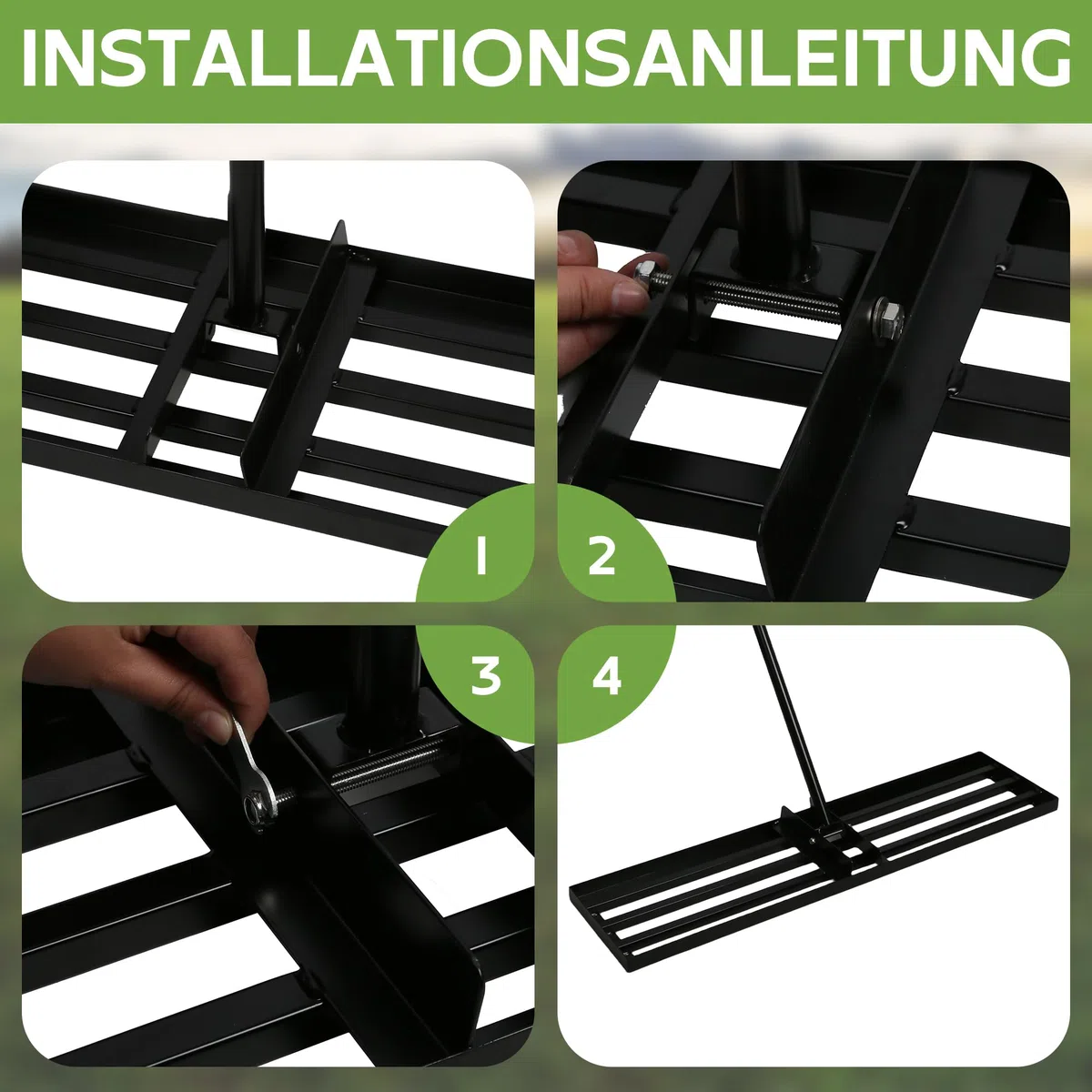 【100 x 25 cm】 Rastrello livellante per prato con manico telescopico da 2 m e sistema di presa a manopola (a prova di colpa) – raschietto in acciaio inox per un facile livellamento di prato, sabbia
