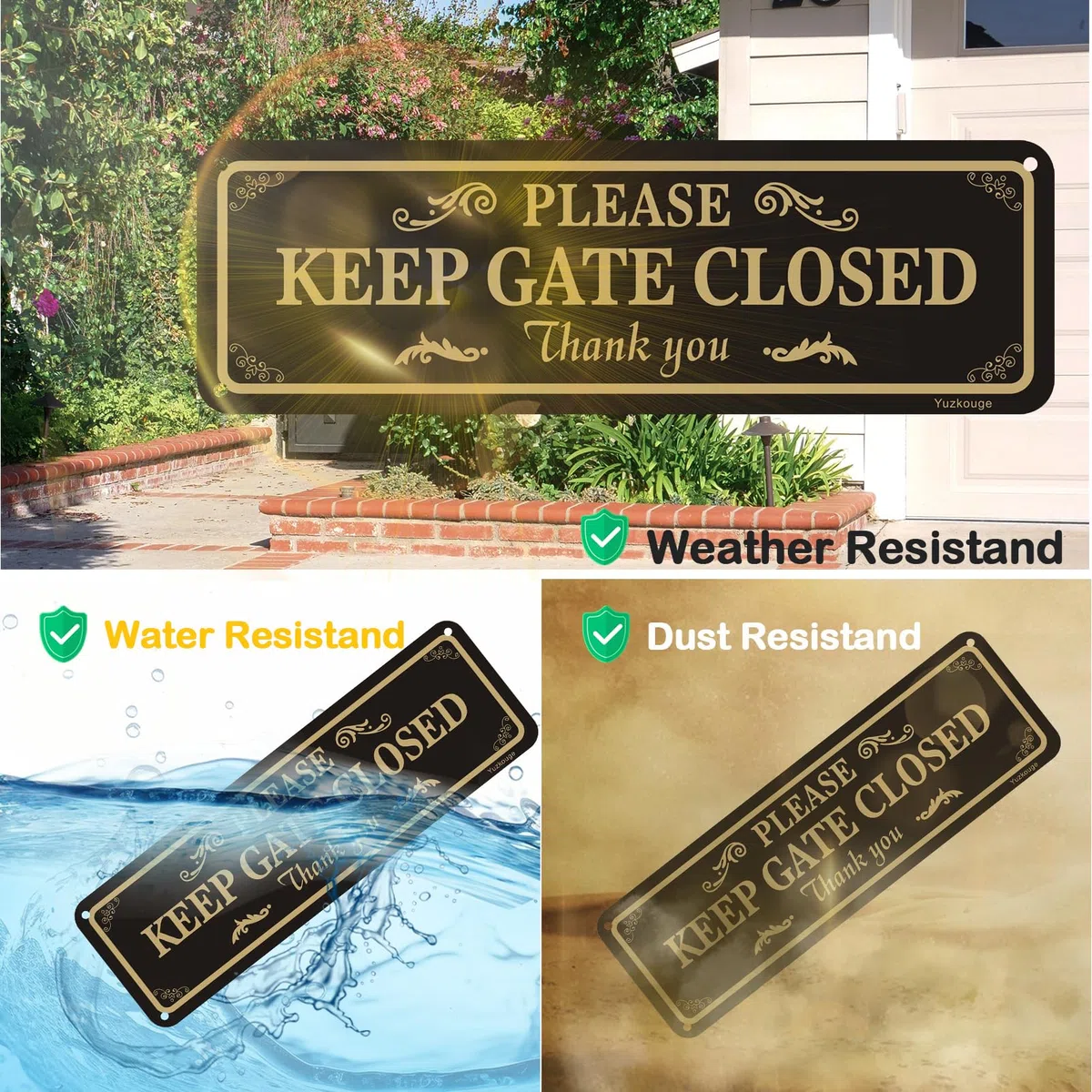 Cartello "Please Keep Gate Closed", confezione da 2, 25,4 x 7,6 cm, in alluminio antiruggine, resistente alle intemperie, resistente allo sbiadimento, facile da montare.
