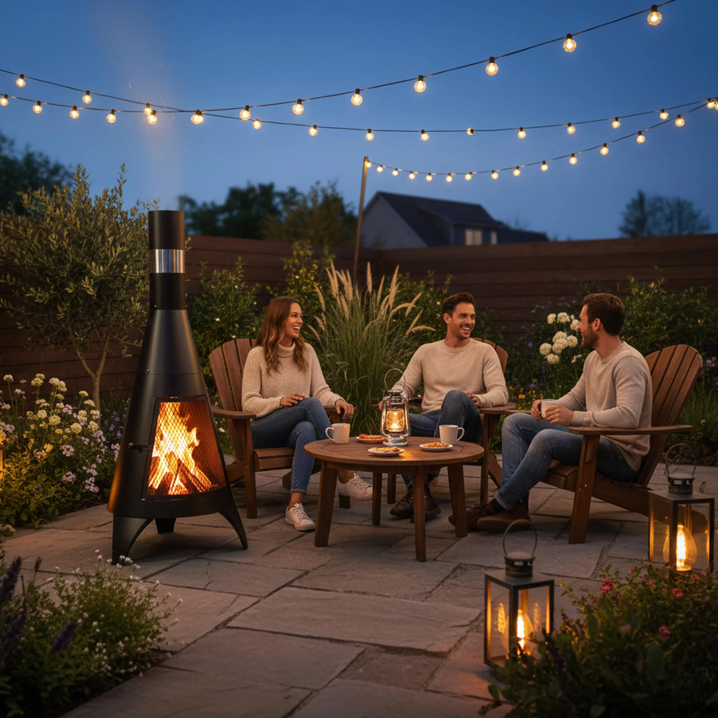 Relaxdays Stufa da Esterno con Parascintille, Caminetto Decorativo, da Giardino, a Legna, HxD 120 x 45 cm, Acciaio, Nera