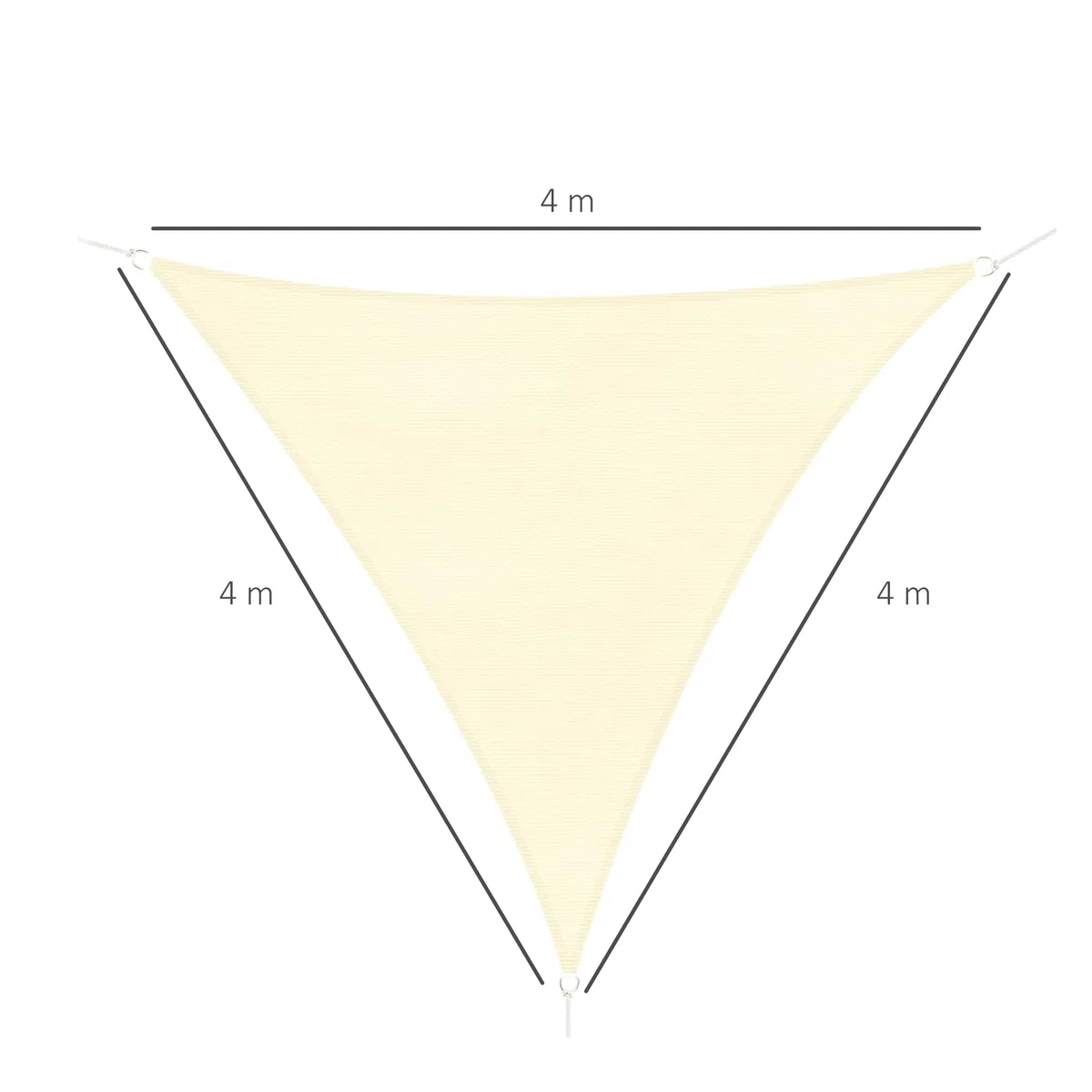 Outsunny Tenda Parasole Triangolare 4x4x4 m in Tessuto Anti-UV Impermeabile Beige per Esterni