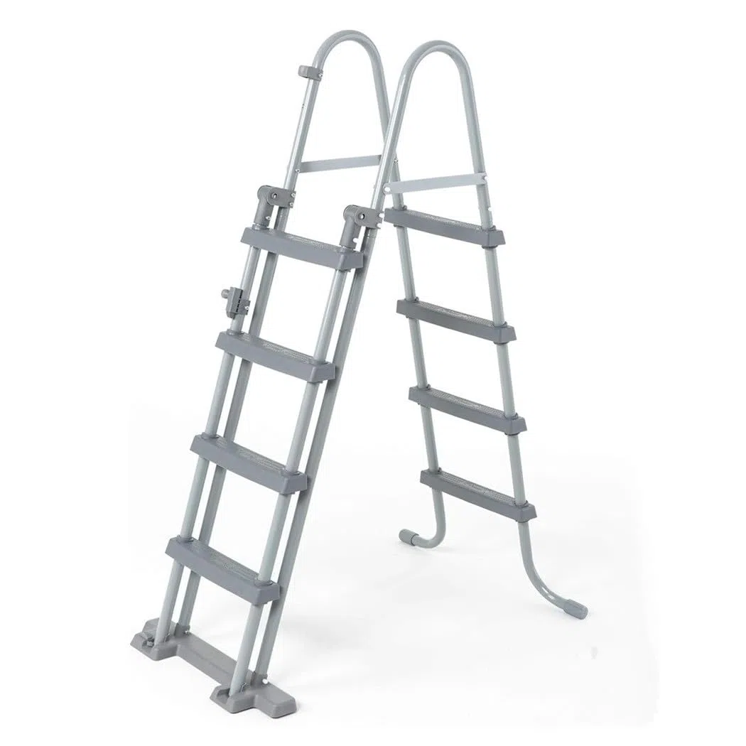 Trade Shop - Scaletta di Sicurezza per Piscine 122cm con Gradini in Plastica Telaio in Metallo 58331 -
