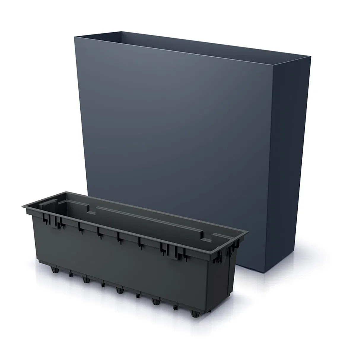 IMJ-Global Set di 3 Vasi per Fiori Piante Rettangolari Urbi Case T In Plastica 58x18x49,8cm Da Interno Esterno Neri Volume 44 Litri Design Moderni