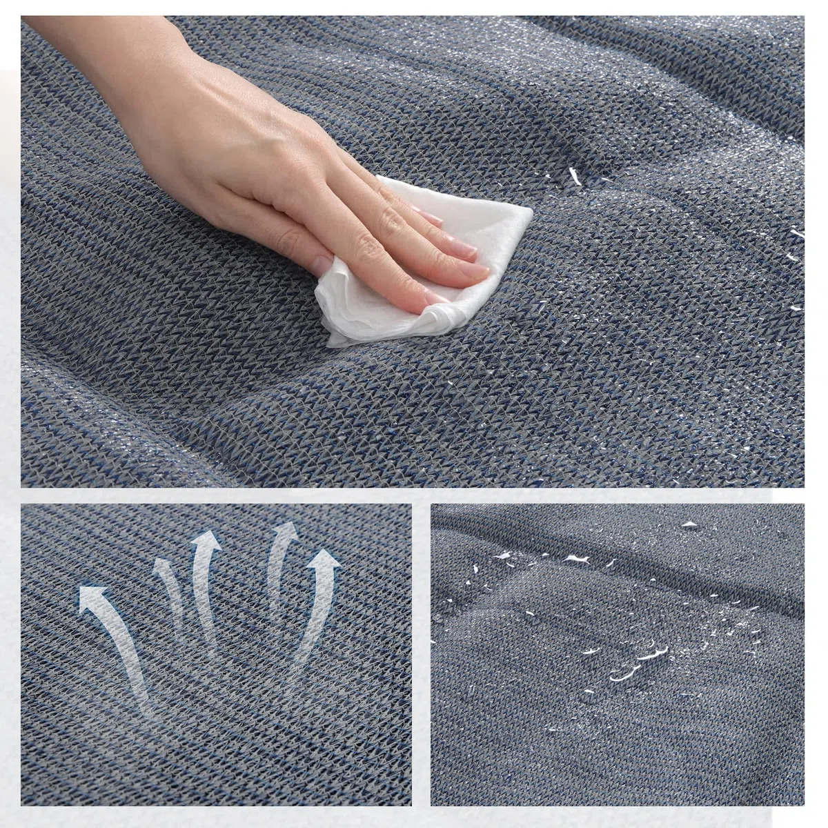 Laneetal Telo per Tenda Campeggio, Coperta da Picnic Idrorepellente in HDPE, Stuoia da Campeggio per Veranda con 16 Picchetti e 1 Borsa di Trasporto, 300x400 cm, Grigio Blu