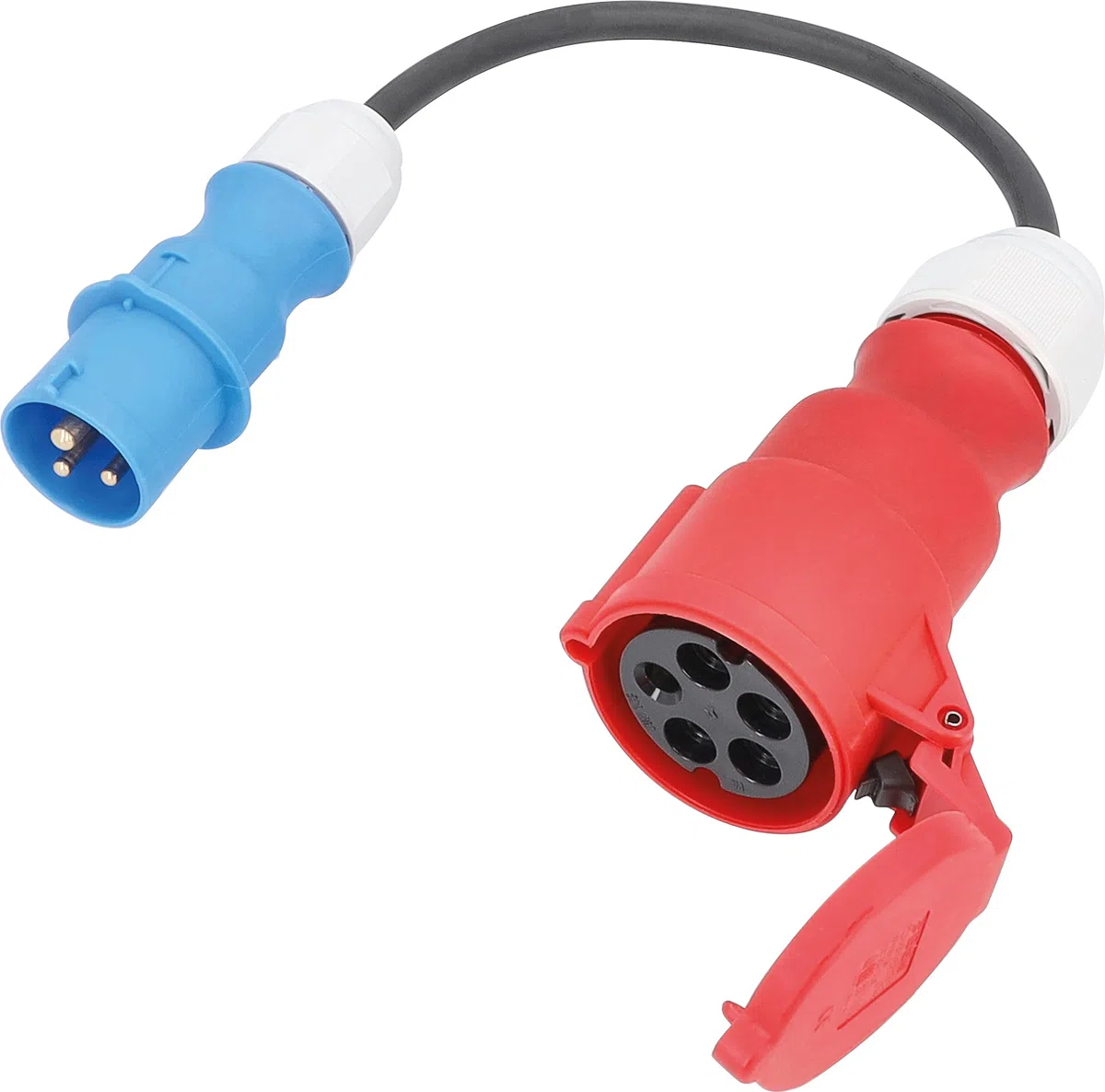 as – Schwabe 61374 - Cavo adattatore CEE 230 V/16 A/3 poli a presa CEE 400 V/16 A/5 poli – 0,3 m H07RN-F 3G2,5 tubo in gomma pesante – IP44 resistente agli spruzzi d'acqua