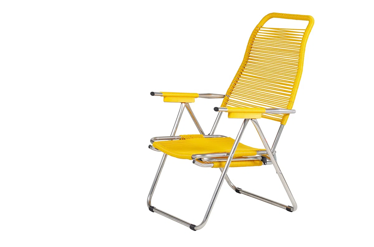 Fiam Spaghetti - Poltrona Relax Cordonata Da Esterno - Telaio Alluminio, PVC Giallo