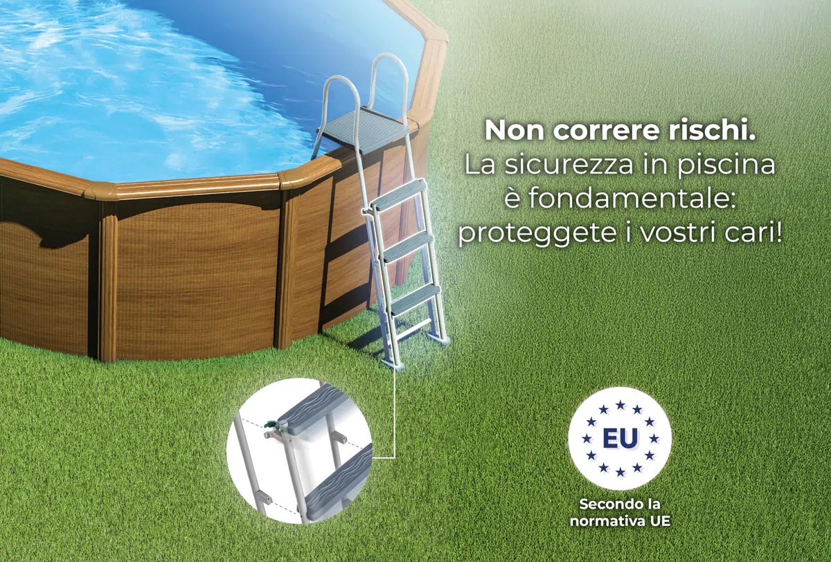 Gre Piscina in Acciaio Rotonda Sicilia Madera con Filtro a Cartuccia 300x120 cm