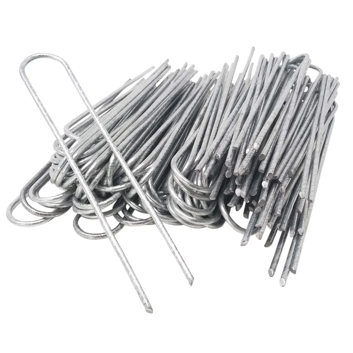 ToCi 100 picchetti di ancoraggio da 200 x 25 mm, zincati, in filo di acciaio, con diametro da 3,8 mm, pezzi di ancoraggio per il fissaggio di teli anti-erbacce, pellicole, tubi in pavimenti duri, ecc.