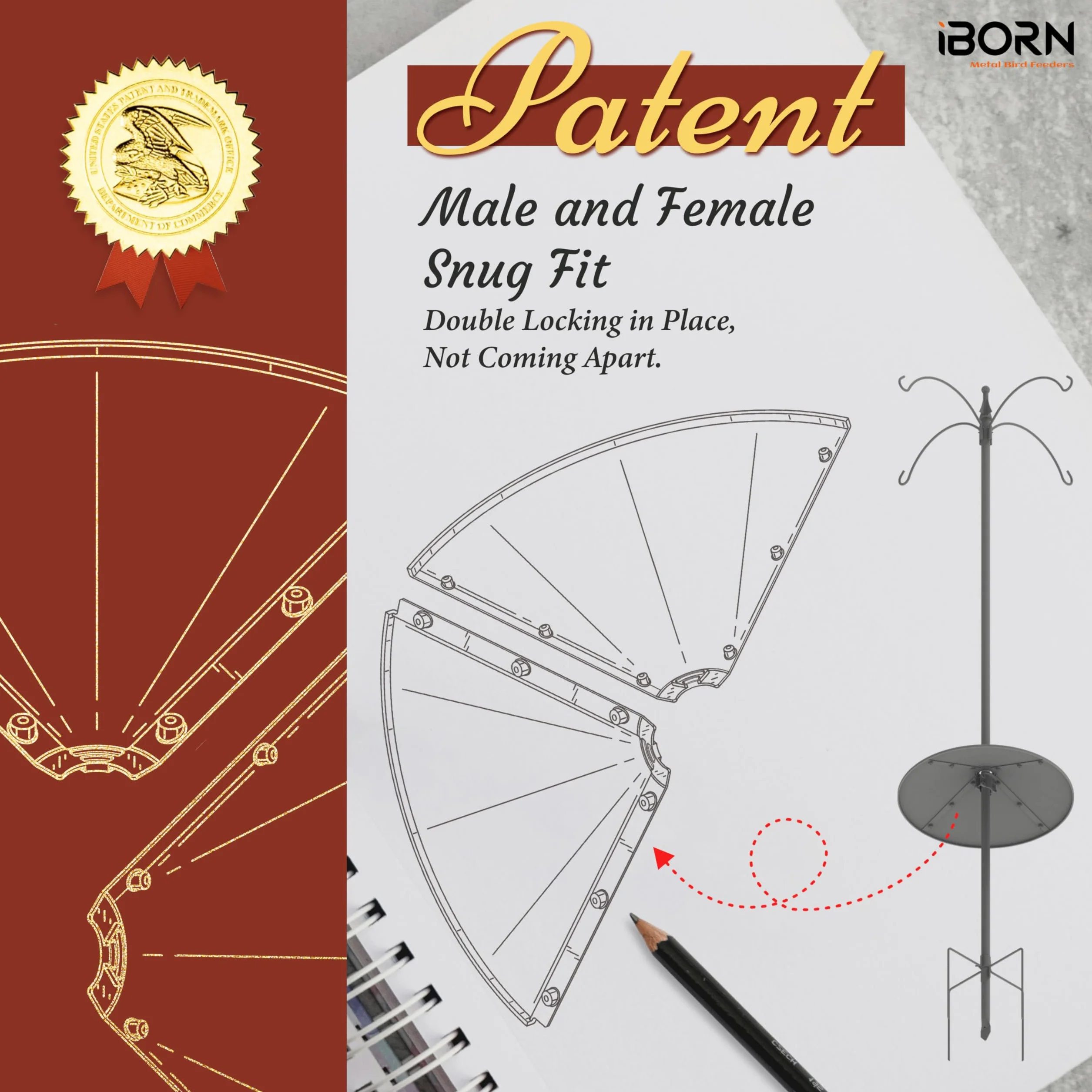 iBorn Baffles per mangiatoie per uccelli, 49,5 cm, grande protezione per scoiattoli, protezione completa per mangiatoie per colibrì per esterni, PC a prova di masticazione, confezione da 1