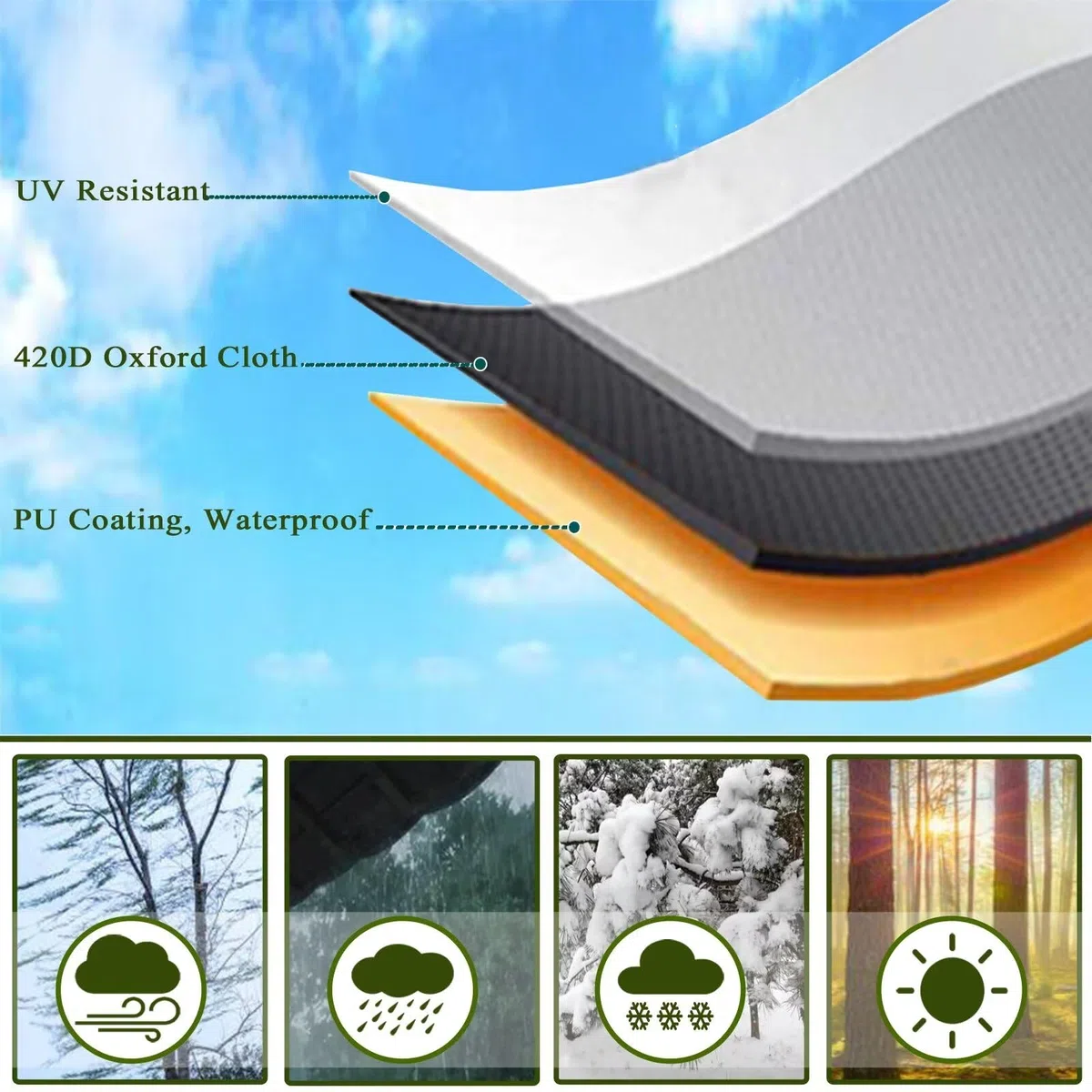 Copertura per Mobili da Giardino,Tessuto Oxford 420D Copertura per Tavolo da Giardino Esterno Rettangolare,Impermeabili,Antipolvere e Resistenti ai Raggi UV Marrone 200x130x75cm