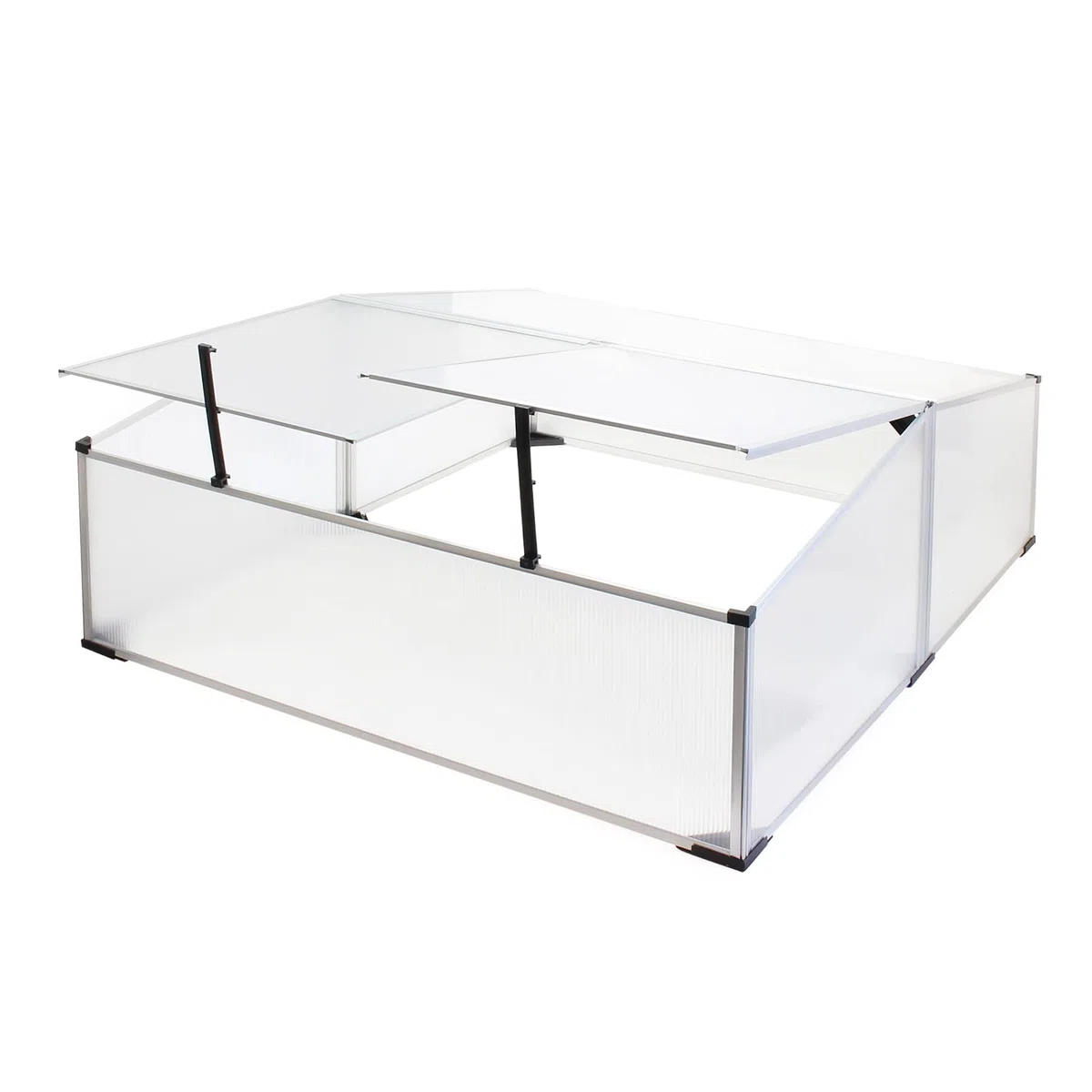 Wiltec Mini serra in policarbonato trasparente e alluminio 100x120x40cm, tetto 3 aperture