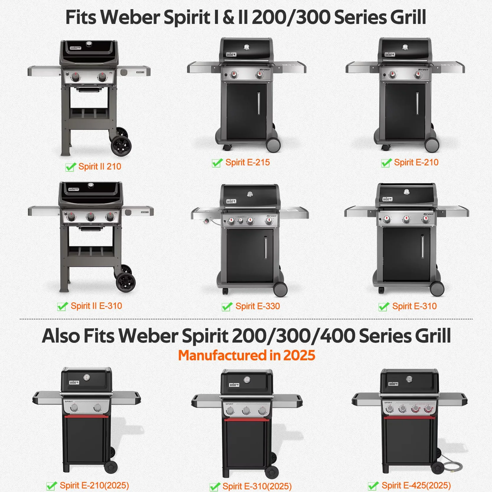 onlyfire Piastra per Grill in Ghisa, Plancha Piastra Griglia per Barbecue a Gas Weber Spirit I&II Serie 200/300 e Spirit 2/3/4 Fuochi Barbecue a Gas (2025),7658