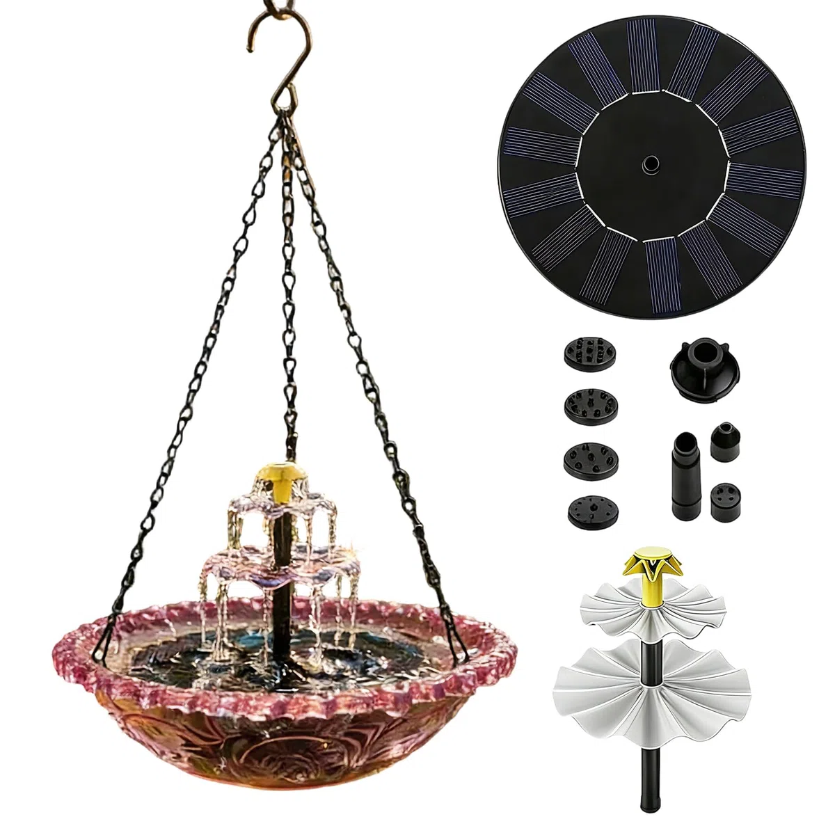 Fontane per da Bagno - Decorativa con Pompa E Spruzzatore - Fontana Solare per Bagno degli | per Attirare e Fringuelli, Arredo Esterno per Giardino Laghetto