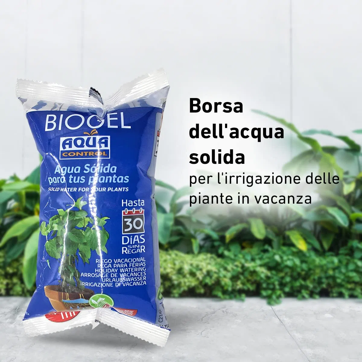 Aqua Control Biogel, Acqua Solida per le Tue Piante, Ideale per l'Irrigazione Durante le Vacanze, Fino a 30 Giorni Senza Irrigazione, 400 ml, Confezione da 5