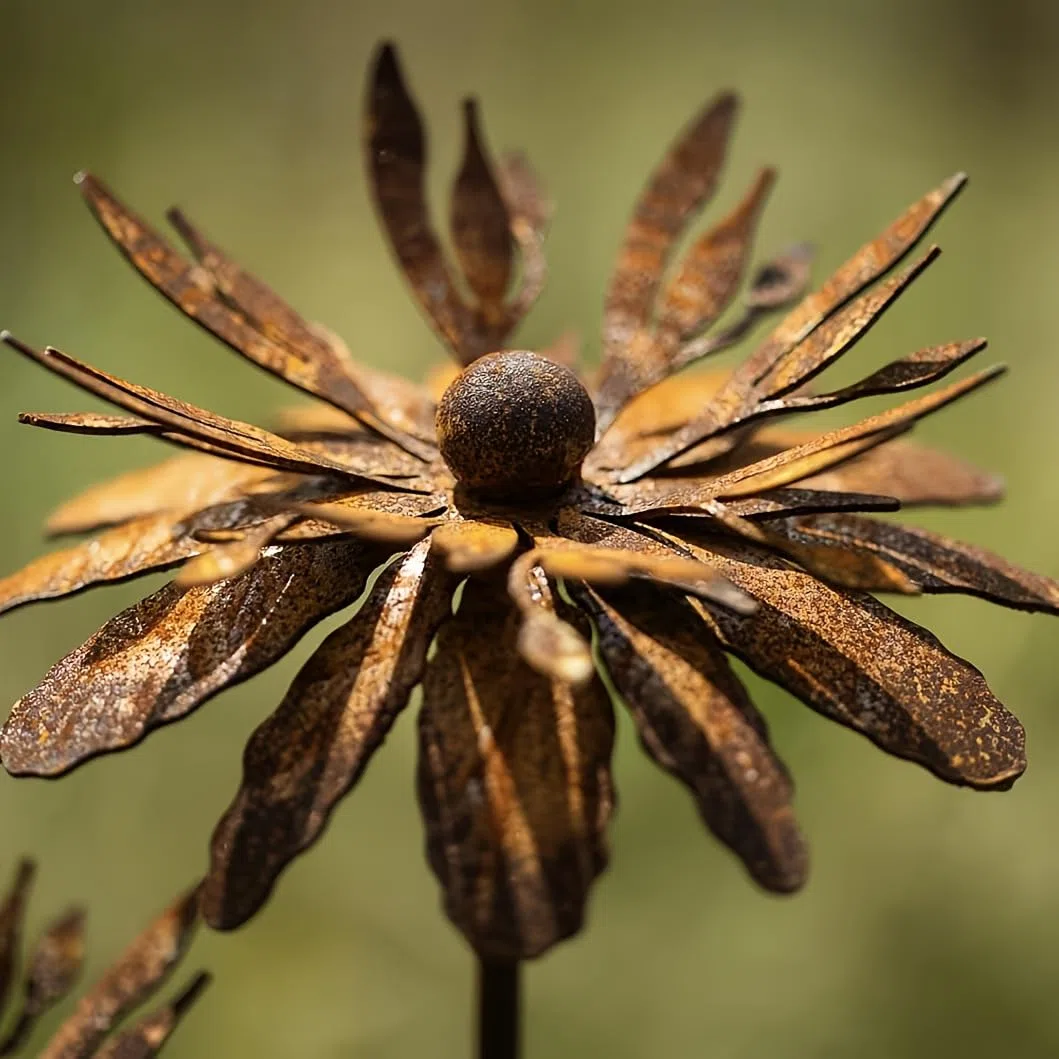 Set da 2 Decorazioni da Giardino in Stile Rustico, Decorazioni per Giardino in Corten, Pianta di Papavero, Decorazione da Giardino in Metallo, Decorazione da Giardino in Stile Rustico (A)