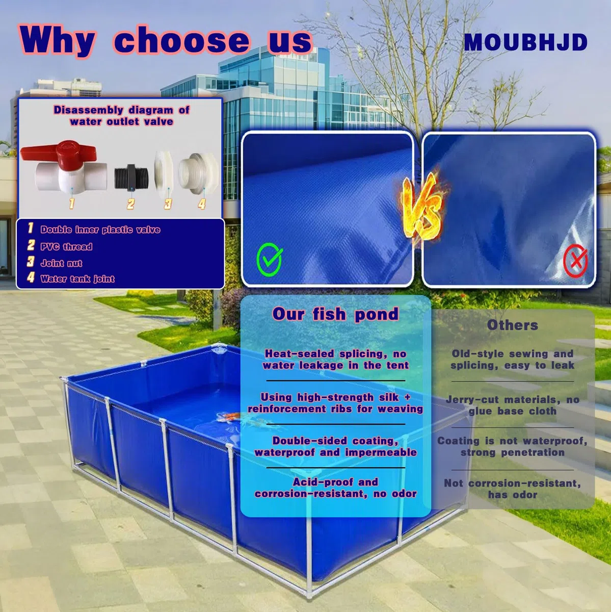 Grande Piscina Rettangolare Con Bordi, Piscina Fuori Terra Con Telaio In Acciaio Per Giardino Esterno Per Famiglie E Bambini, Montaggio Semplice, Telaio In Metallo Durevole, Include Cerotto Di