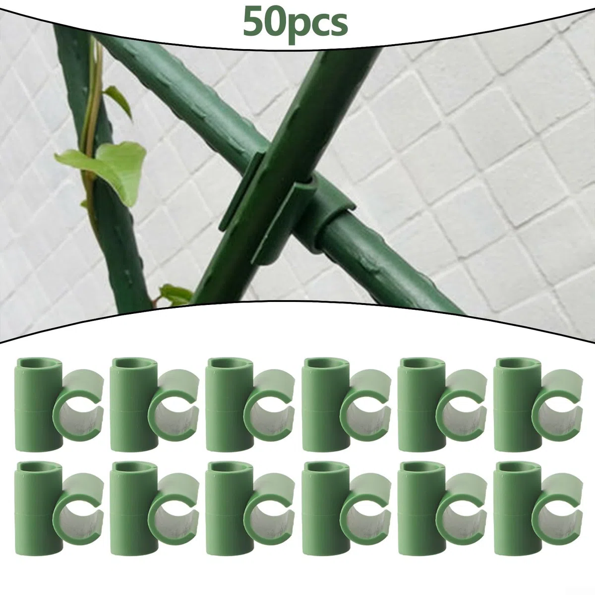 Clip di collegamento per traliccio per piante, 50 pezzi, in plastica, per giardino, serra, fiori (11 mm)