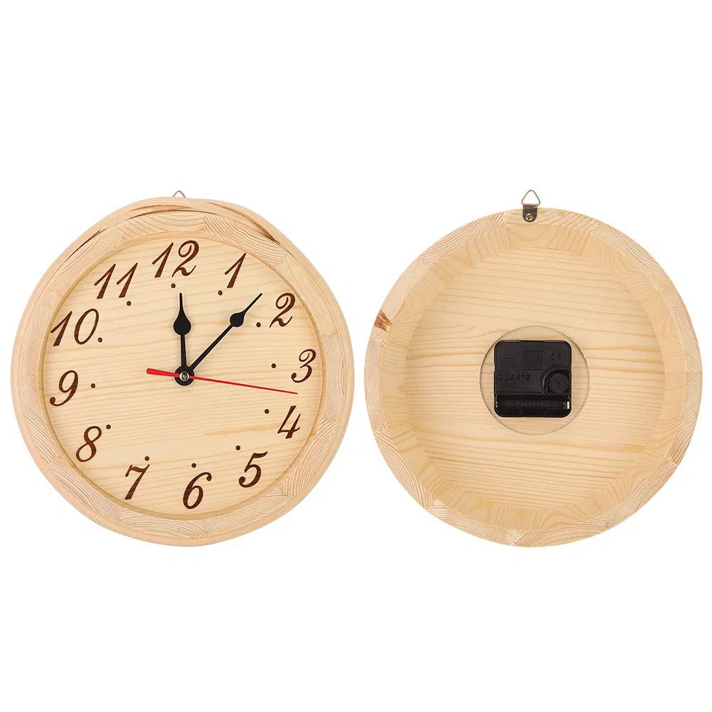 Gavigain Orologio da parete in legno per la sauna, orologio da parete degli accessori per la stanza della sauna orologio da parete in legno rotondo orologio da parete in legno semplice timer per la st