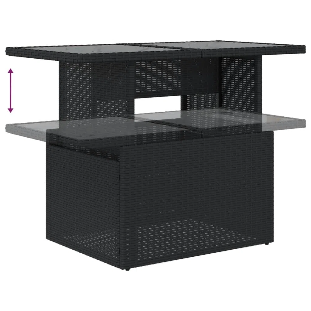 vidaXL Tavolo da Giardino Piano in Vetro Nero 100x55x73 cm Polyrattan