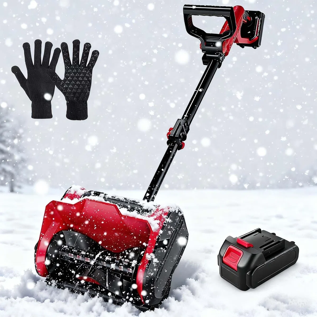 Pala Per Neve Senza Fili, Spazzaneve Senza Fili 20V, Distanza Lancio 8 M Con Larghezza 32 Cm, Caratterizza Asta Telescopica Regolabile Per Viali E Patii.