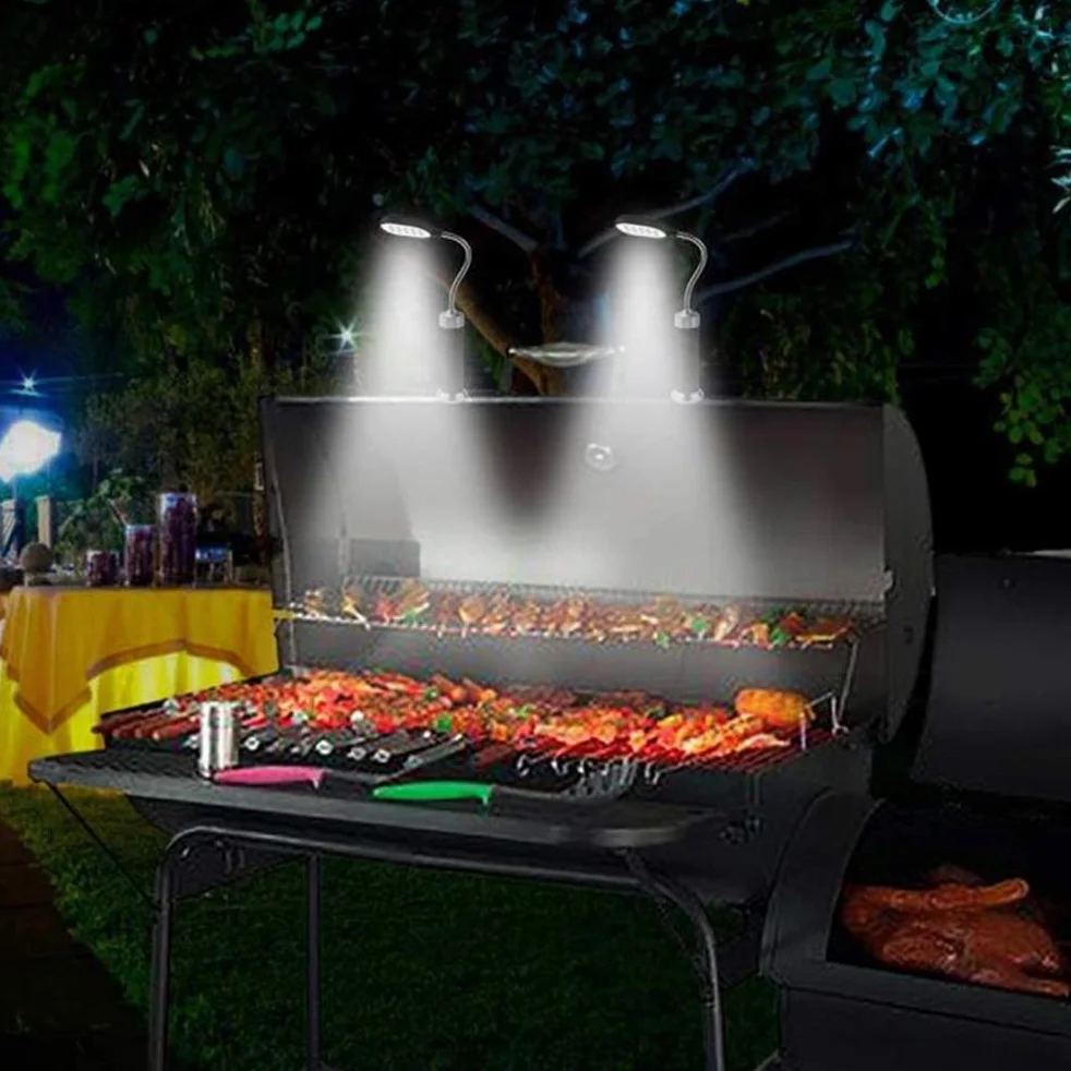 Luce per Barbecue a LED, Luce per Barbecue Multifunzione Super Luminosa con 15 LED e Accessori per Fumatori a Collo D'oca Flessibile a 360 Gradi