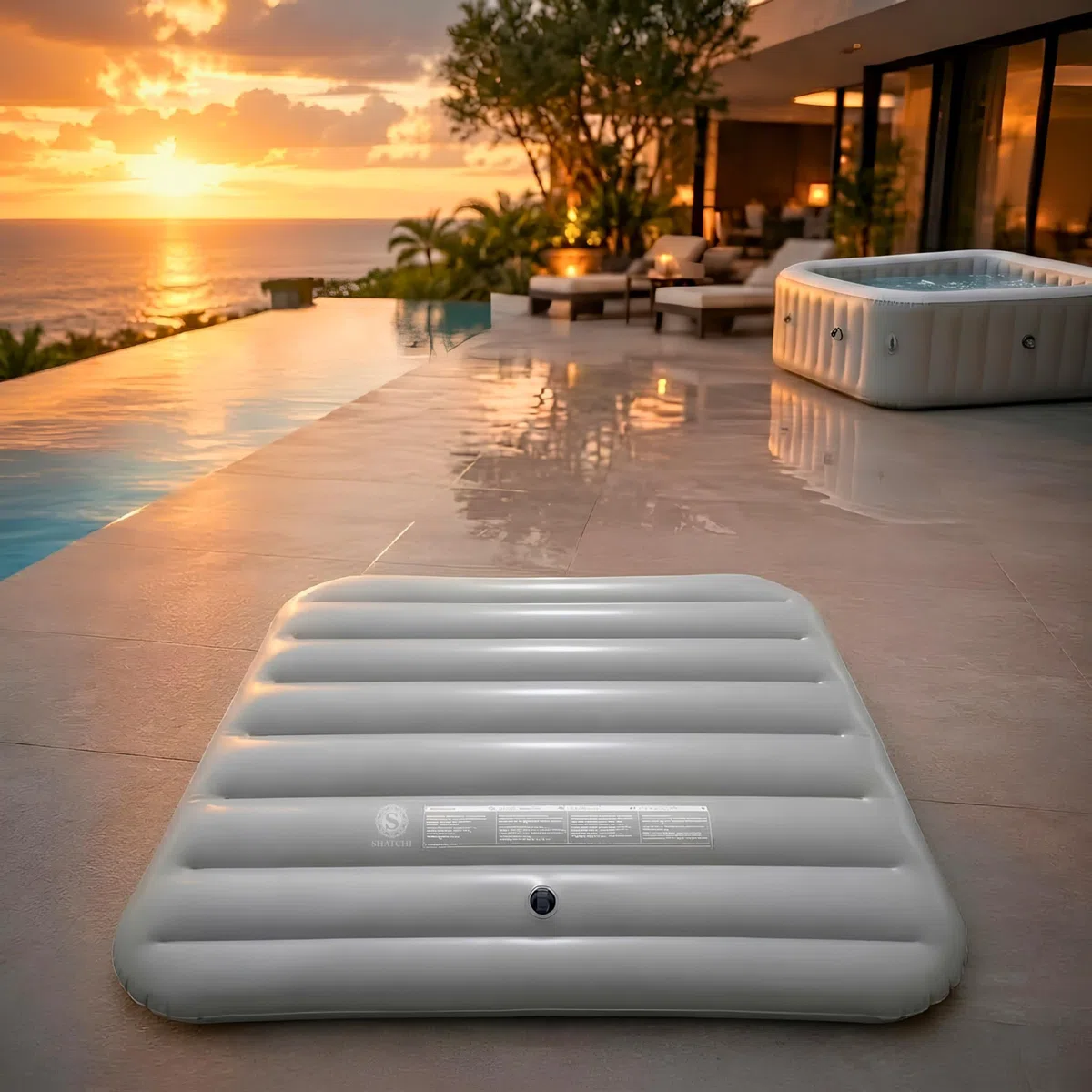 Copertura per spa a risparmio energetico, coperchio gonfiabile, protezione contro pioggia e troppopieno, tecnologia isolante termica, vescica quadrata adatta a tutte le vasche idromassaggio quadrate