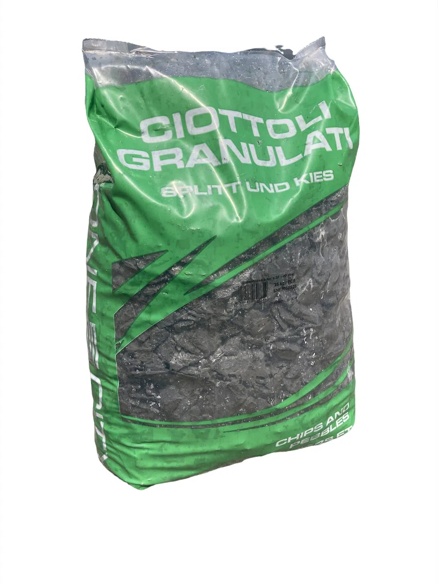 Sassi Ciottoli di Ardesia Nera Decorativa in Scaglie da 30-80mm per Giardino Vasi e Aiuole Confezione 25kg, Nero