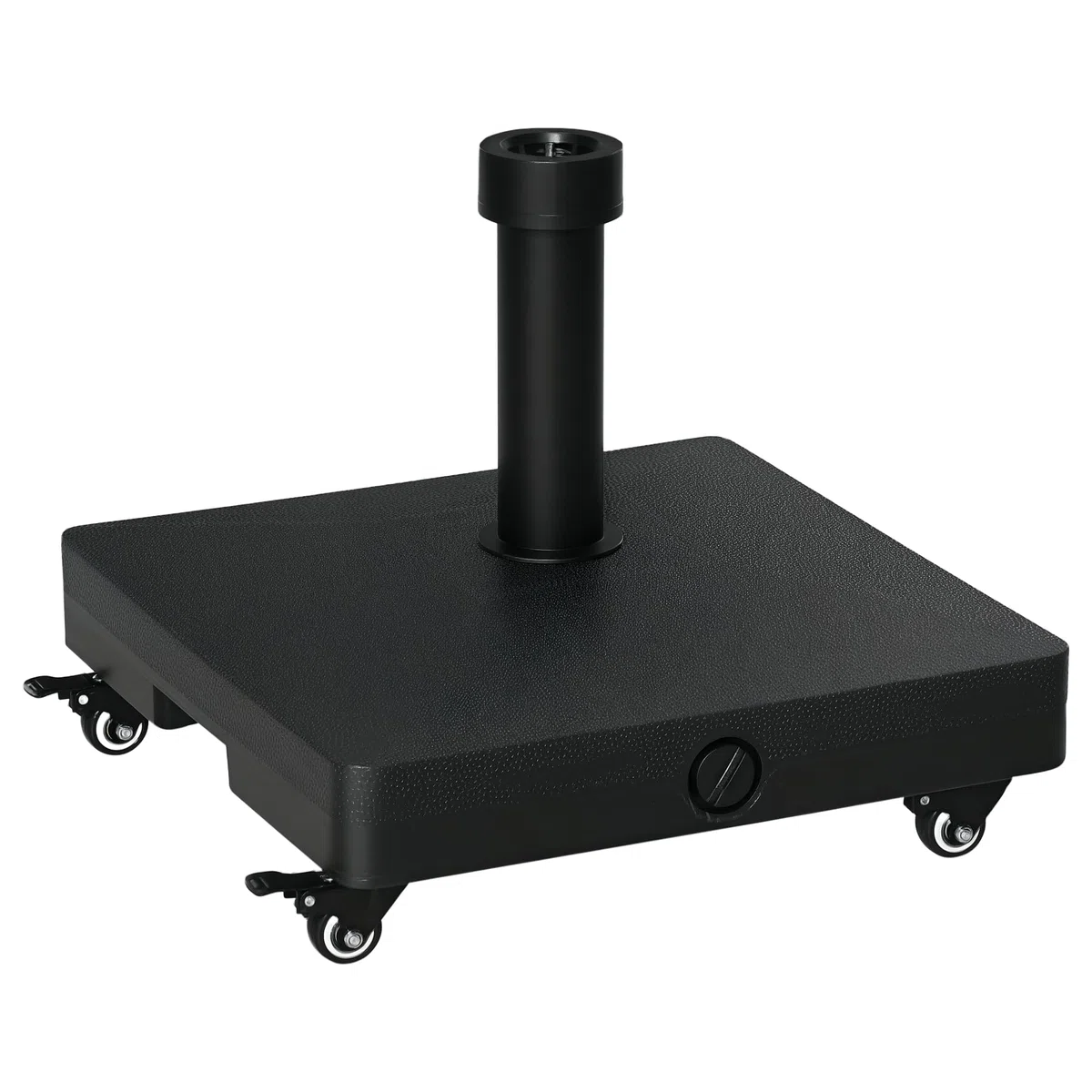 Outsunny Base per Ombrellone con Ruote Riempibile Fino a 20kg, Base Ombrellone in HDPE per Pali da Ø22-38mm, 45x45x39cm, Nero