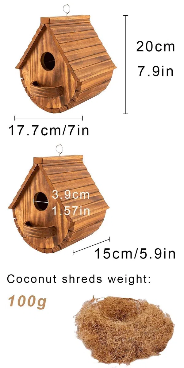 Nido per Uccelli, Casetta per uccelli sospesa, Casetta Uccellini, Casetta per Uccelli in Legno, Nido per Uccelli da appendere, design resistente alle intemperie, adatto per giardini e balconi