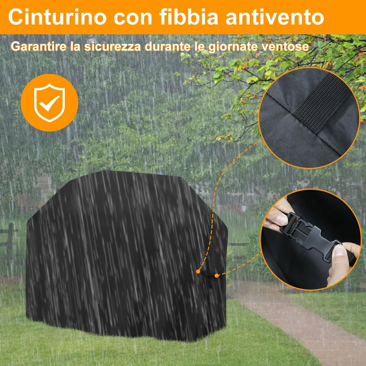 Copertura Barbecue da Esterno 133x67x10 cm, Telo Copri Barbecue Impermeabile, Copertura per griglia resistente impermeabile, copertura per barbecue con cinghie regolabili per Weber, Genesis, Charbroil