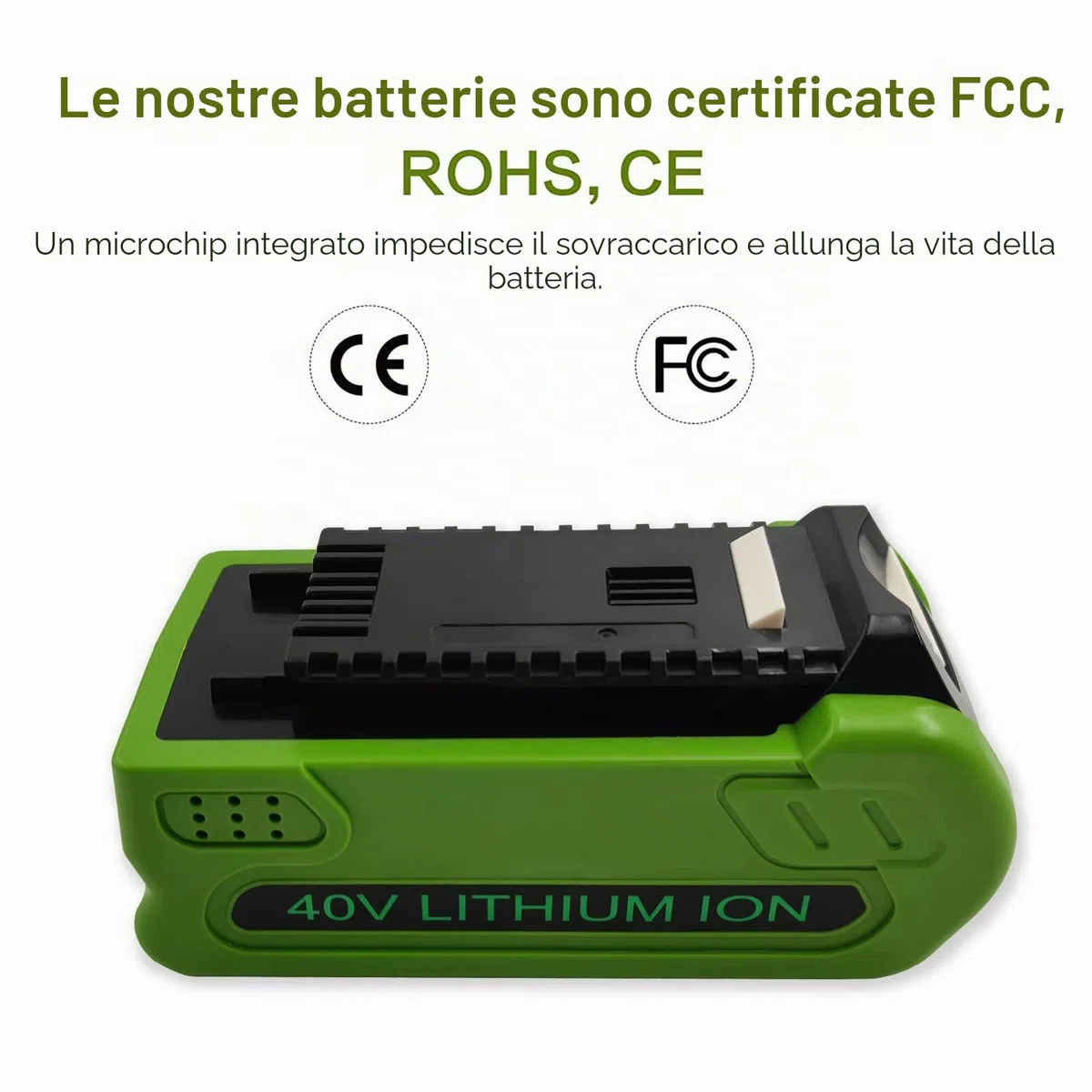 Batteria di ricambio agli ioni di litio G40B2 da 40 V 2 Ah per GreenWork 40 V G-MAX 29472 29462 29252 20202 22262 25312 25322 20642 22272 27062 21242