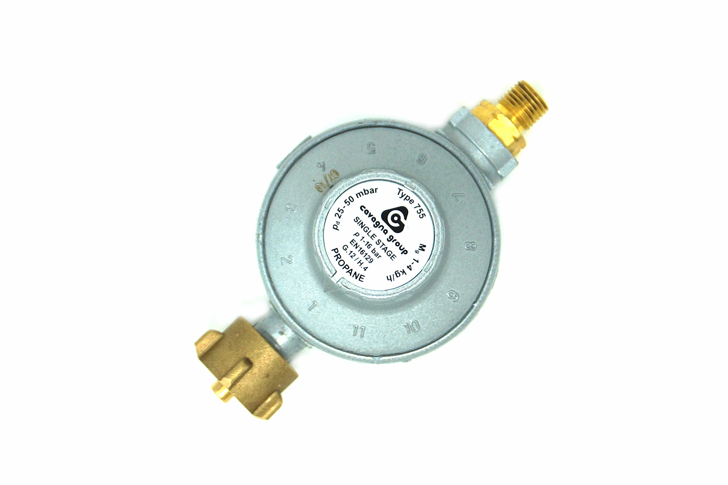 CAVAGNA Regolatore di Bassa Pressione 25-50mbar Regolatore di Pressione del Gas Regolabile in 11 stadi per griglia a Gas, Stufa radiante, Stufa radiante terrazza, fornello