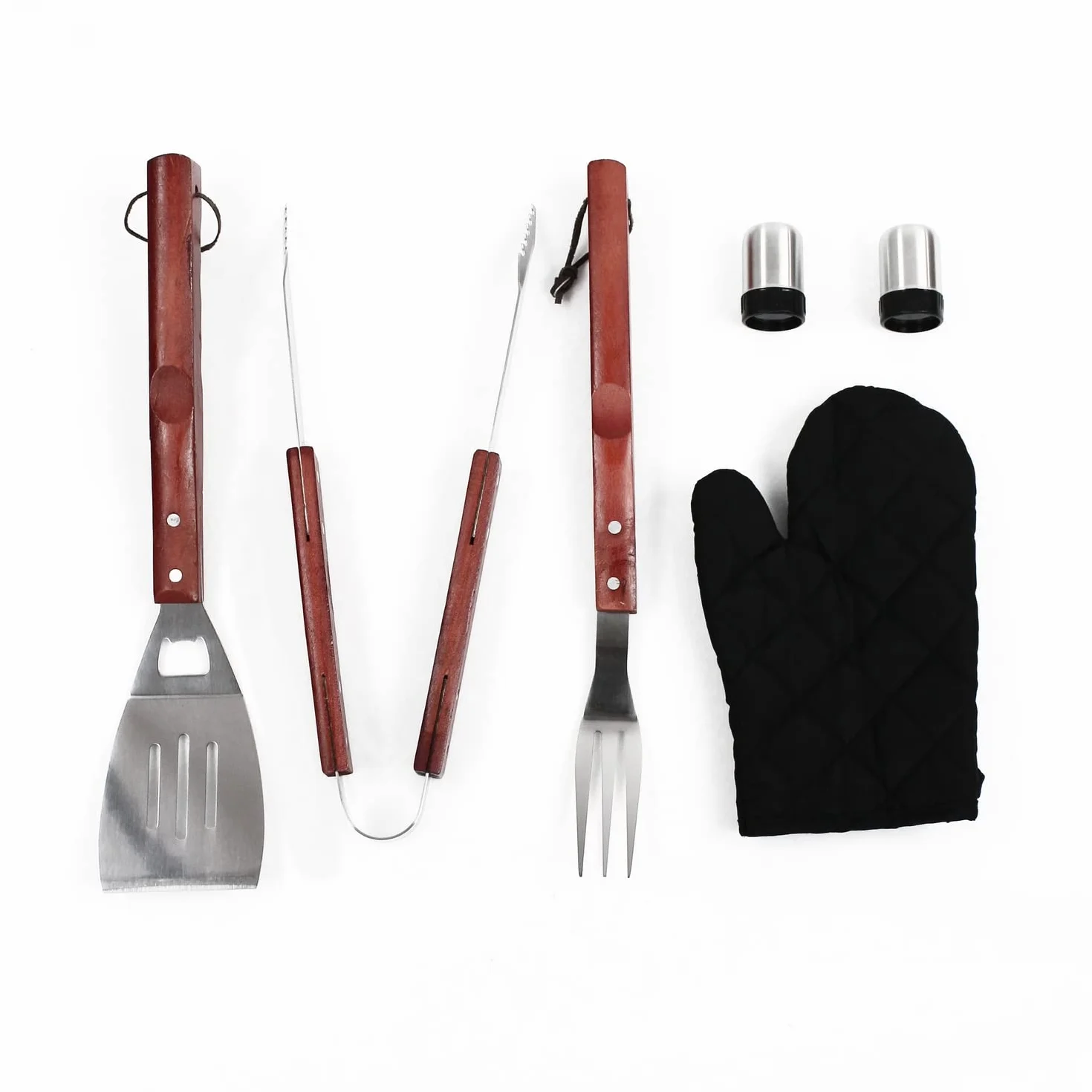 MasterCook - Kit Accessori Professionali In Acciaio Per Barbecue Con Grembiule, Set Accessori Bbq Con Pinza, Forcone, Spatola E Guanto, Accessori Barbecue
