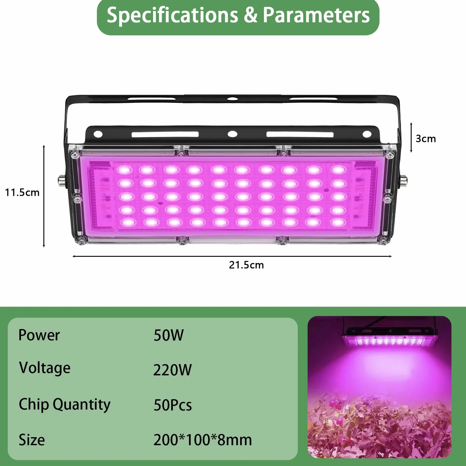 Lampada per piante, Grow Light LED Dimmerabile 50 Lumen Spettro Completo lampada per coltivazione con UV e IR Lampade per piante indoor, Verdure e fiori (B)