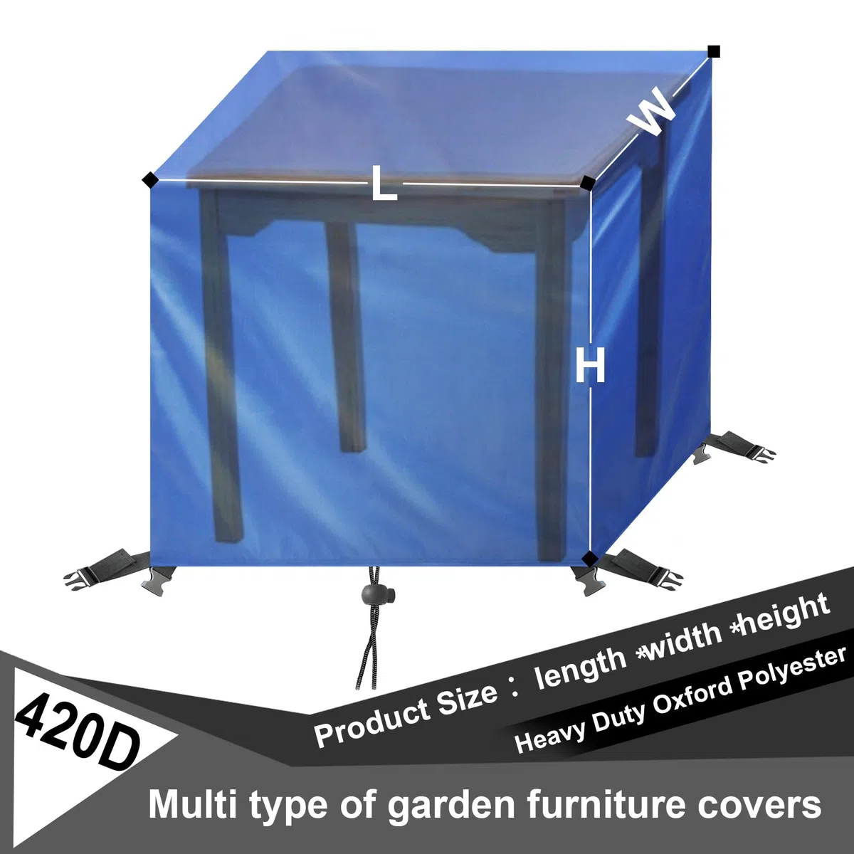 Coperture per Mobili da Giardino 70x70x50cm,Tessuto Oxford 420D, Copertura Tavolo Esterno Impermeabile,Telo Copri Tavolo Esterno,Antivento Anti-UV, Copritavolo da Esterno Quadrato,Blu