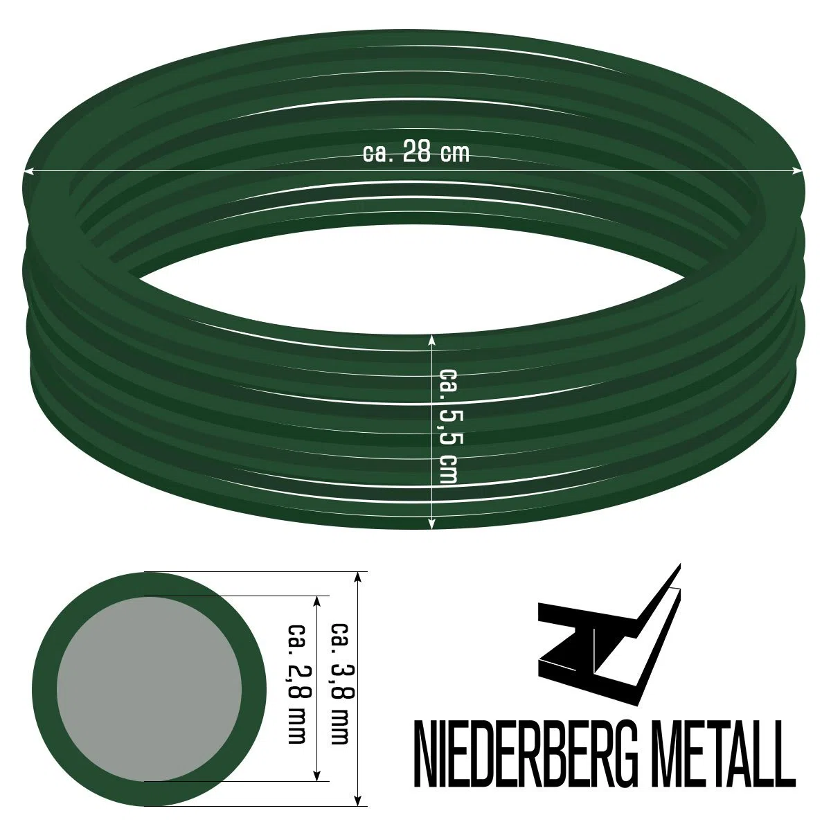 Cavo metallico rivestito di plastica Ø3,8mm lungo 70m rotolo di filo di ferro ricoperto di PVC | Verde