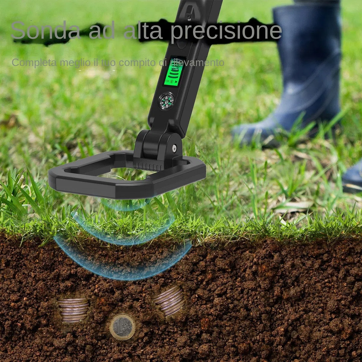Metal Detector Impermeabile - Scanner per Oro Pieghevole | Rilevatore D'Oro Con Integrata Per Gioielli Con Allarme Sonoro E Vibrazione,Per Prospezione Tesori ed Esplorazione Mineraria