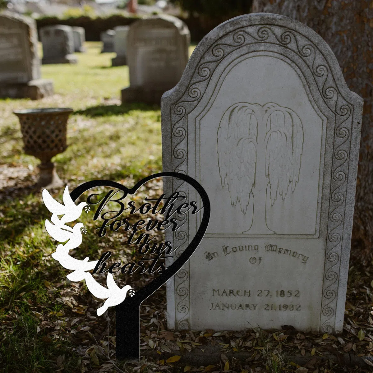 Decorazione funerale fratello lapidi in metallo, per ragazzi, targa commemorativa per i funerali all'aperto, per il giardino o Hofiben