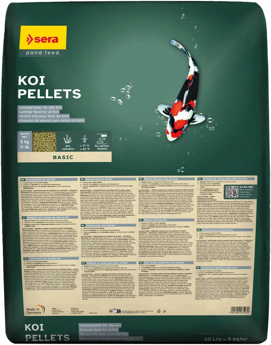 sera koi pellets 40 l 5 kg | mangime energetico per Koi 40.000 ml | privo di coloranti e conservanti