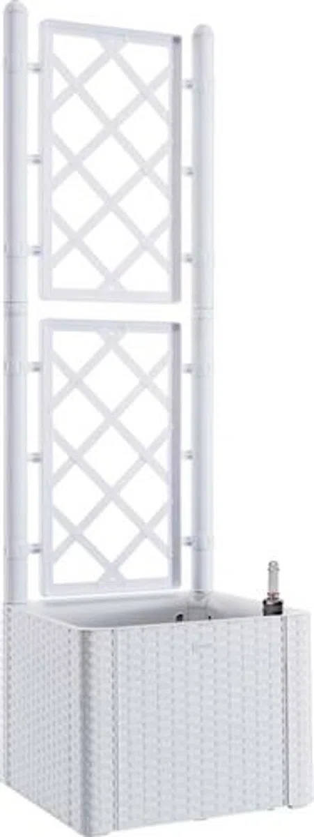 Fioriera rattan bianco con spalliera lt 35 cm 43x43 h/cm 142 riserva d' acqua