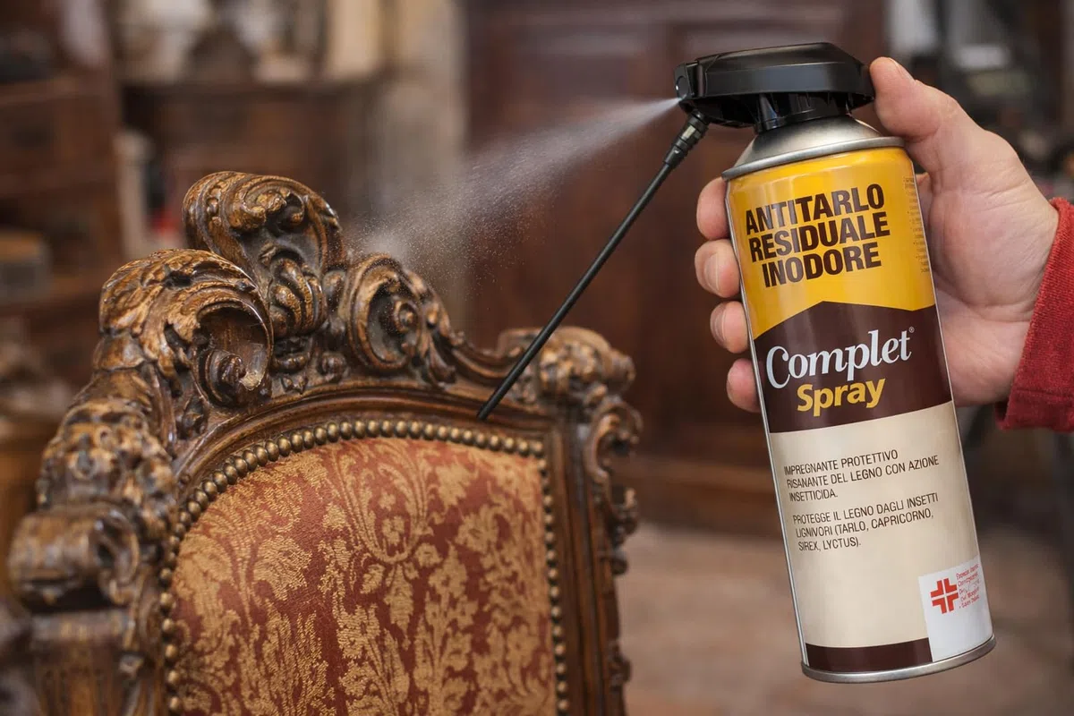 Complet Antitarlo Spray per Legno 800 ml | Fungicida Inodore e Incolore | Protezione Mobili, Parquet e Oggetti in Legno contro Tarli e Funghi (2 pezzi da 400 ml)